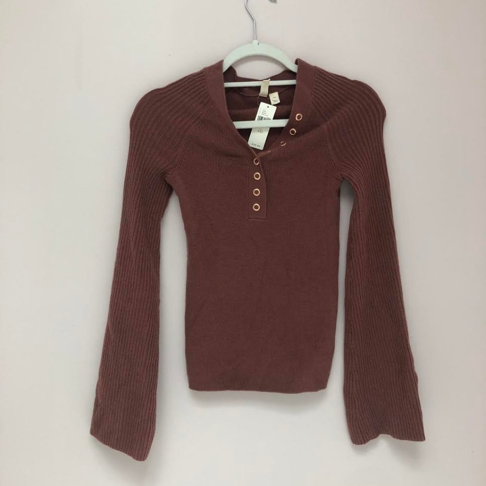 NWT Anthropologie Button Top Bell Bottom Sleeve